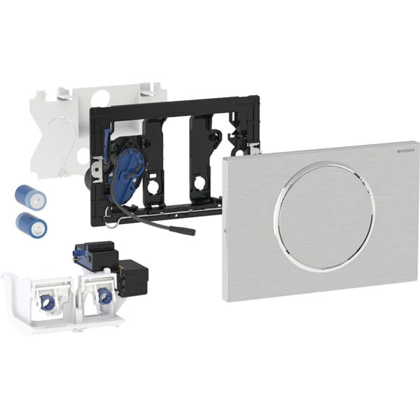 keramag Geberit electronic WC flush control battery operation for Sigma concealed cistern 12 cm with Sigma10 actuator plate round for pull-down rail radio