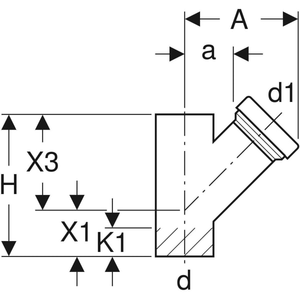 Keramag Geberit HDPE Access Pipe 45° With Round Service Opening