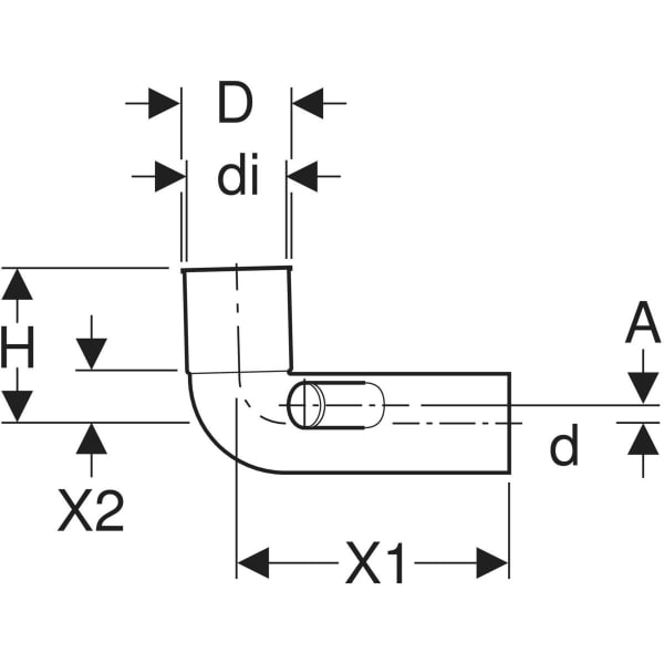 Keramag Geberit HDPE Connection Bend 88.5° With Lateral Supplementary Connections For Floor-standing WC
