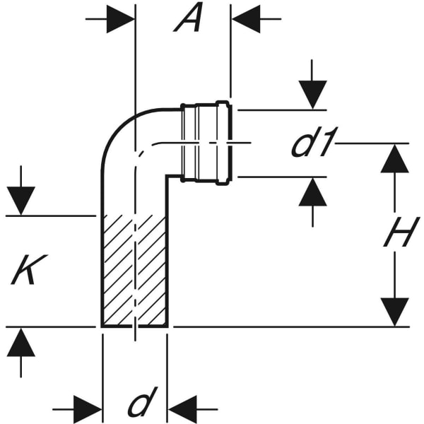 Keramag Geberit HDPE Connection Bend 90° For Wall-hung WC