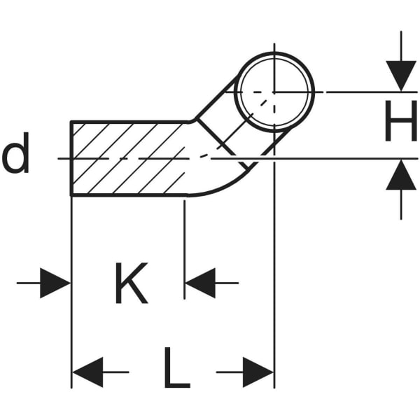 Keramag Geberit HDPE Connection Bend 90° For Wall-hung WC Offset To The Right With Extension