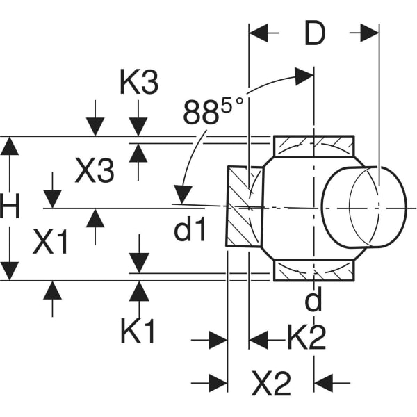 Keramag Geberit HDPE Double Branchball 88.5° Connections 135° Offset