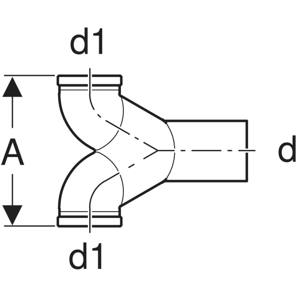 Keramag Geberit HDPE Double Connection Bend 90° Offset For Wall-hung WC
