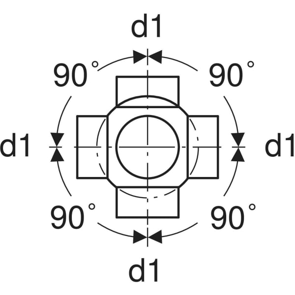 Keramag Geberit HDPE Quadruple Branchball 88.5° Connections 90° Offset