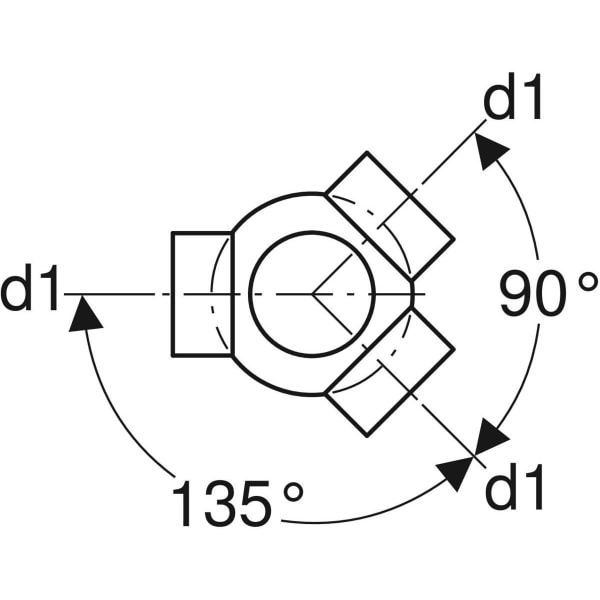 Keramag Geberit HDPE Triple Branchball 88.5° Connections 135° Offset