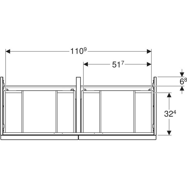 Keramag Geberit ICon Cabinet For Double Washbasin With Four Drawers