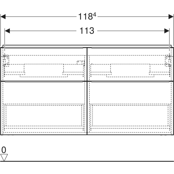Keramag Geberit ICon Cabinet For Double Washbasin With Four Drawers