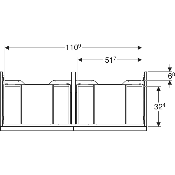 Keramag Geberit ICon Cabinet For Double Washbasin With Two Drawers