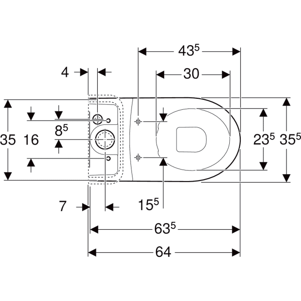 Keramag Geberit ICon Floor-standing WC For Close-coupled Exposed Cistern Washdown Shrouded Rimfree