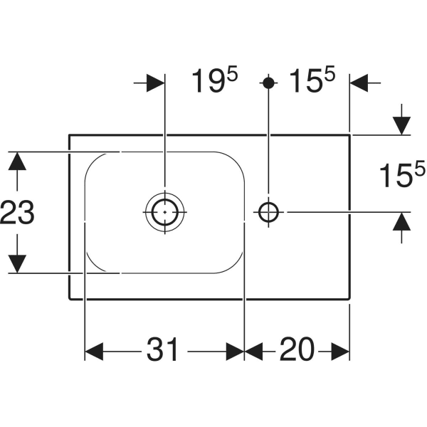 Keramag Geberit ICon Light Handrinse Basin With Shelf Surface