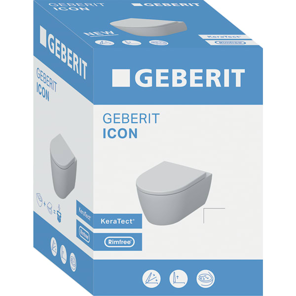 Keramag Geberit ICon Wall-hung WC Set Washdown Shrouded Rimfree With WC Seat