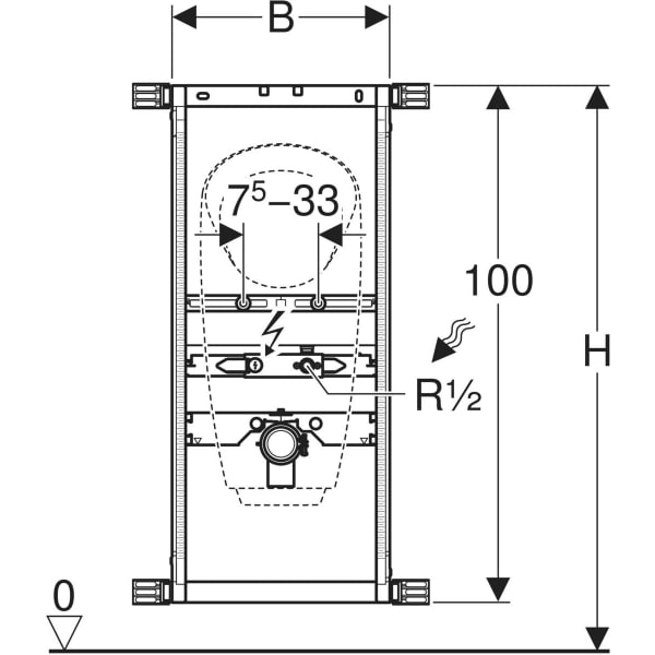 Keramag Geberit Kombifix Element For Urinal 109–127 Cm Universal For Exposed Flushing Valve