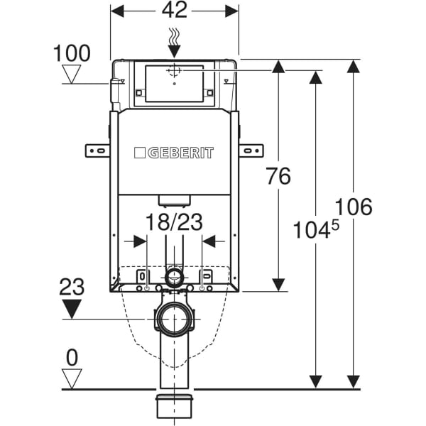 Keramag Geberit Kombifix Element For Wall-hung WC 106 Cm With Alpha Concealed Cistern 12 Cm 4.5 / 3 Litres