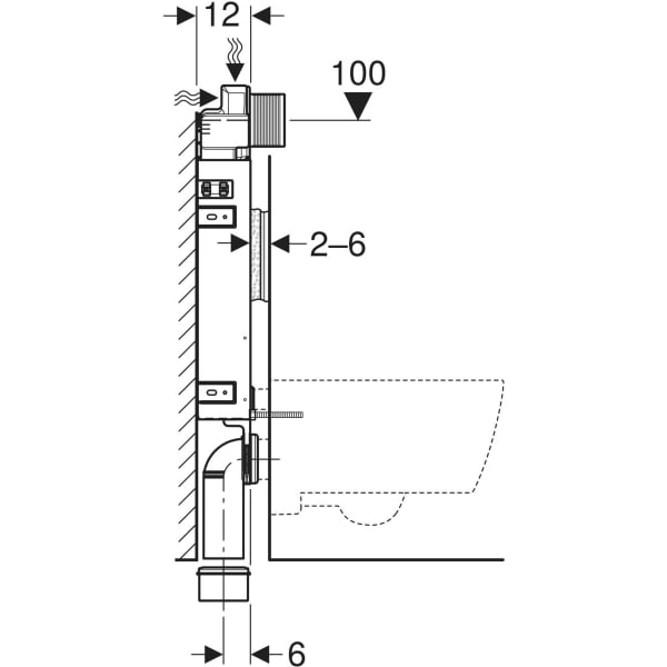 Keramag Geberit Kombifix Element For Wall-hung WC 106 Cm With Alpha Concealed Cistern 12 Cm 4.5 / 3 Litres