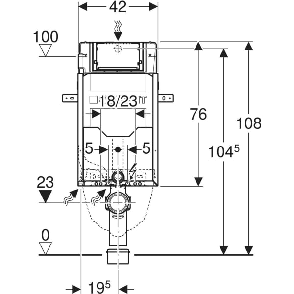 Keramag Geberit Kombifix Element For Wall-hung WC 108 Cm With Sigma Concealed Cistern 12 Cm 4.5 / 3 Litres