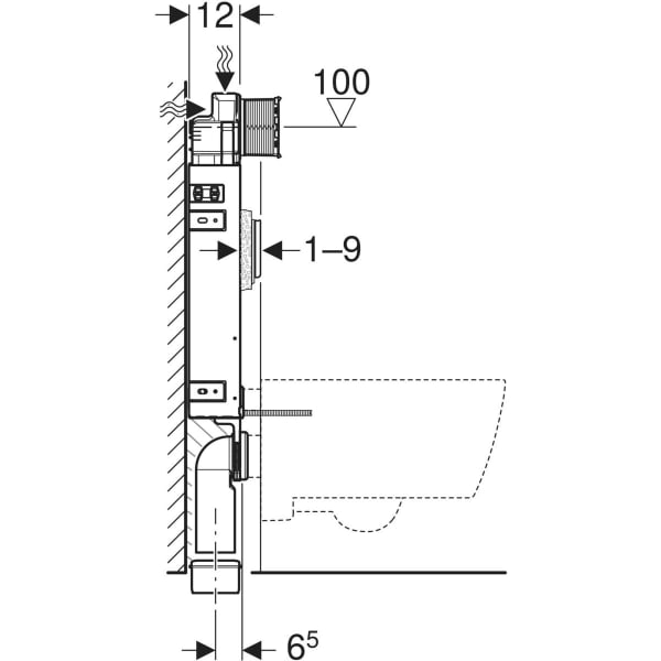 Keramag Geberit Kombifix Element For Wall-hung WC 108 Cm With Sigma Concealed Cistern 12 Cm 4.5 / 3 Litres