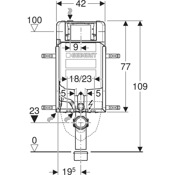 Keramag Geberit Kombifix Element For Wall-hung WC 109 Cm With Sigma Concealed Cistern 8 Cm 4.5 / 3 Litres