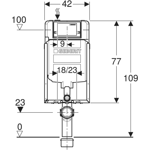 Keramag Geberit Kombifix Element For Wall-hung WC 109 Cm With Alpha Concealed Cistern 8 Cm 4.5 / 3 Litres