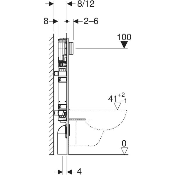 Keramag Geberit Kombifix Element For Wall-hung WC 109 Cm With Alpha Concealed Cistern 8 Cm 4.5 / 3 Litres