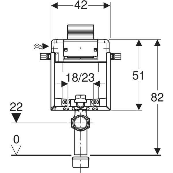 Keramag Geberit Kombifix Element For Wall-hung WC 82 Cm With Alpha Concealed Cistern 12 Cm 4.5 / 3 Litres