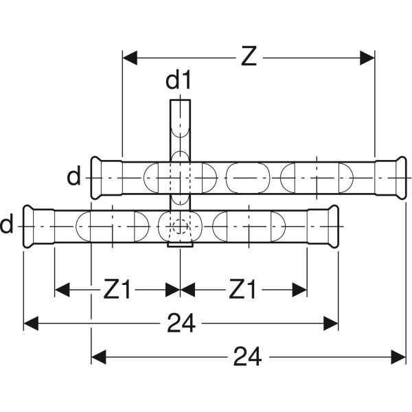 Keramag Geberit Mapress Carbon Steel Connector T-piece Set For Return Flow