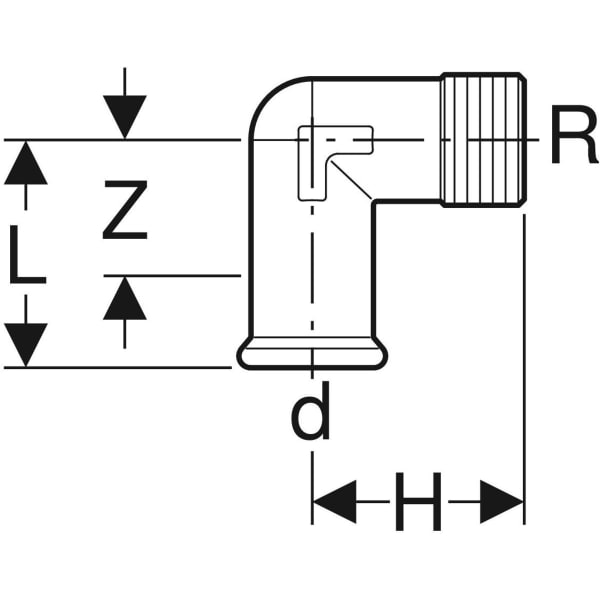 Keramag Geberit Mapress Carbon Steel Elbow Adapter 90° With Male Thread