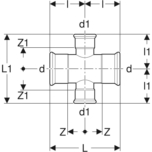 Keramag Geberit Mapress Carbon Steel Pipe Cross Reduced