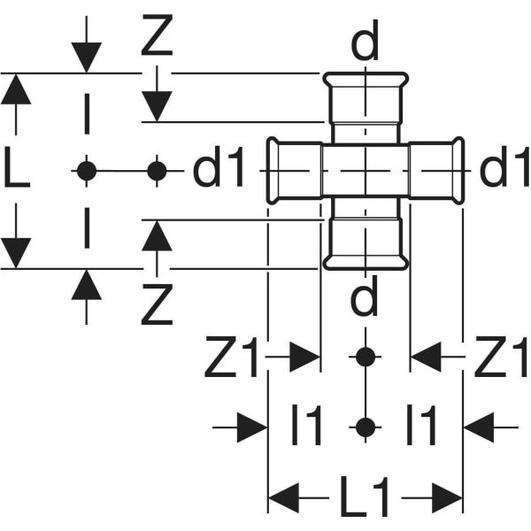 Keramag Geberit Mapress Carbon Steel Pipe Cross Reduced Offset