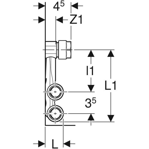 Keramag Geberit Mapress Carbon Steel Set Of Connector T-pieces For Inlet And Return Flow With Union Connector For Euro Cone