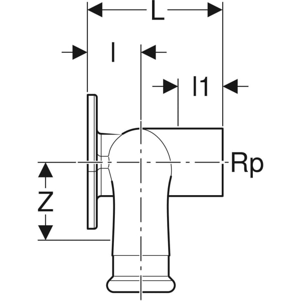 Keramag Geberit Mapress Copper Double Elbow Tap Connector 90°