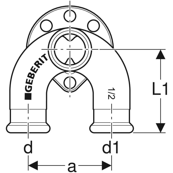 Keramag Geberit Mapress Copper Double Elbow Tap Connector 90°