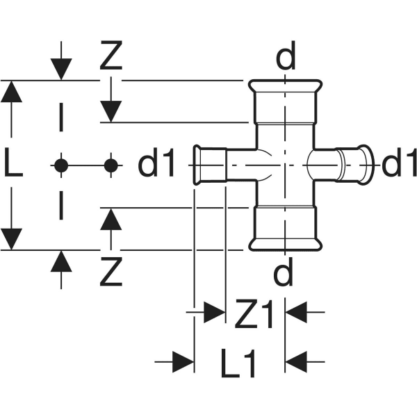 Keramag Geberit Mapress Copper Pipe Cross 30° Reduced