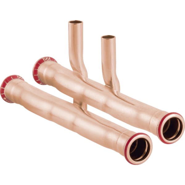 keramag Geberit Mapress Copper set of connector T-pieces for inlet and return flow