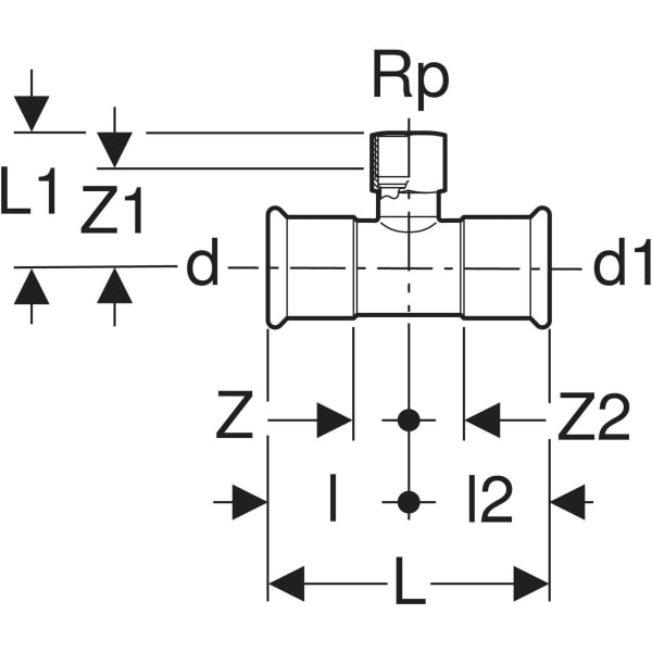 Keramag Geberit Mapress Copper T-piece With Female Thread (FKM Blue)