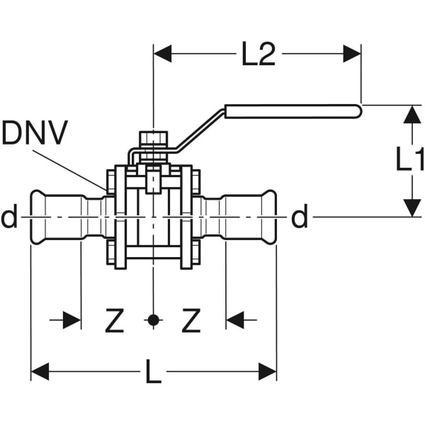 Keramag Geberit Mapress CuNiFe Ball Valve With Actuator Lever Flanged