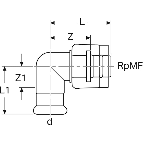Keramag Geberit Mapress Elbow Adapter 90° With MasterFix