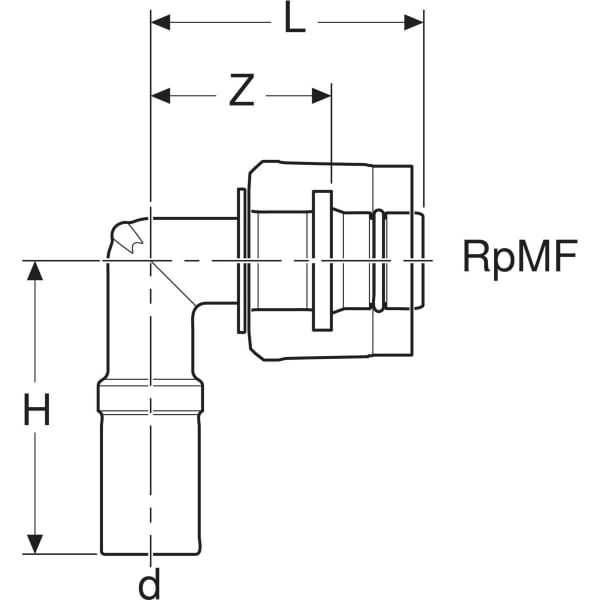 Keramag Geberit Mapress Elbow Adapter 90° With MasterFix And Plain End