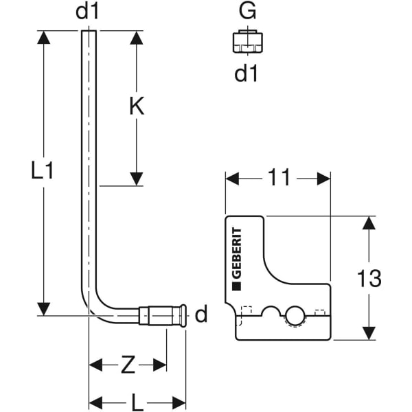 Keramag Geberit Mapress Metal Pipe Connector Bend 90° With Insulation Box And Union Connector For Euro Cone