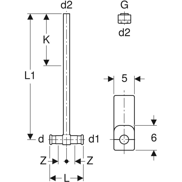 Keramag Geberit Mapress Metal Pipe Connector T-piece With Insulation Box And Union Connector For Euro Cone