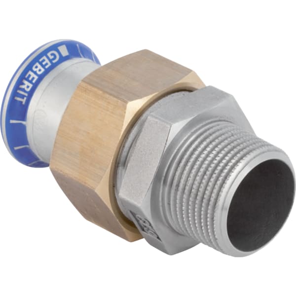 keramag Geberit Mapress Stainless Steel adapter union with male thread (FKM blue)