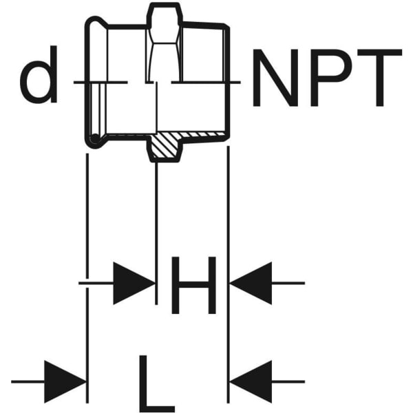 Keramag Geberit Mapress Stainless Steel Adapter With Male Thread NPT