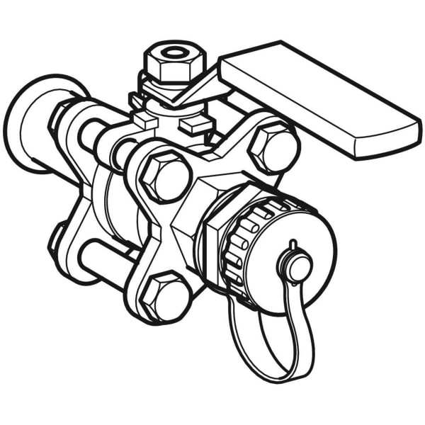 Keramag Geberit Mapress Stainless Steel Ball Valve With Actuator Lever And Hose Connector Flanged