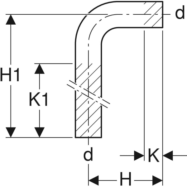 Keramag Geberit Mapress Stainless Steel Bend 90° Long