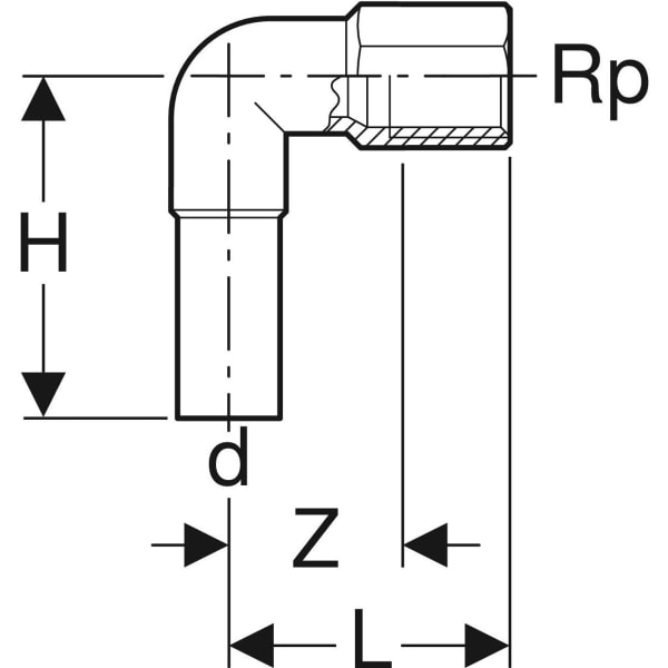 Keramag Geberit Mapress Stainless Steel Elbow Adapter 90° With Female Thread And Plain End