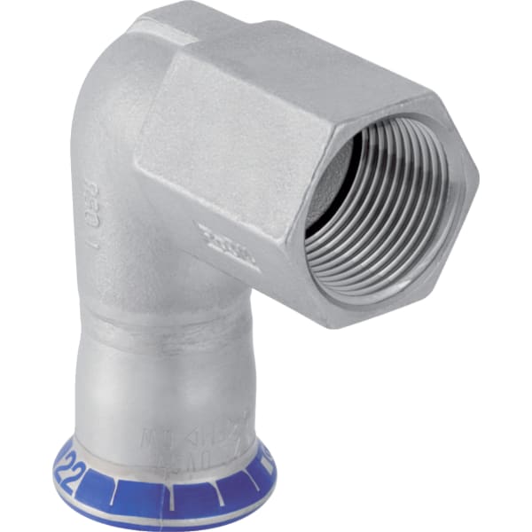 keramag Geberit Mapress Stainless Steel elbow adapter 90° with female thread (FKM blue)