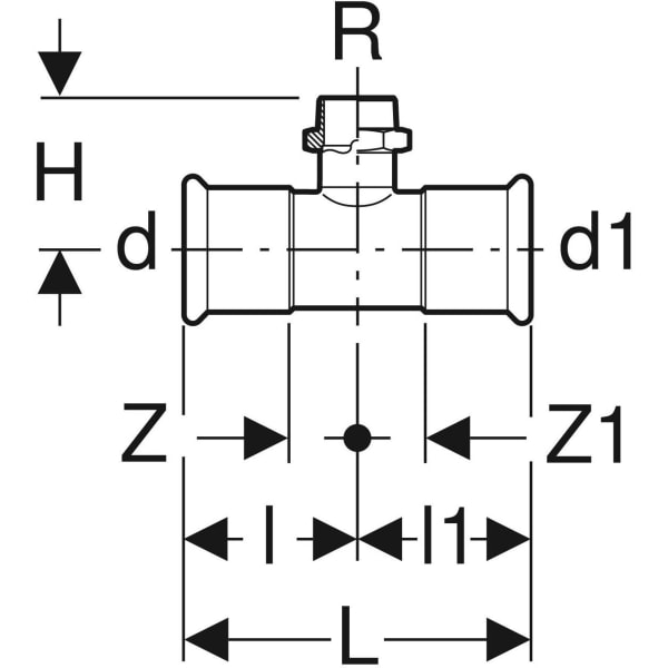 Keramag Geberit Mapress Stainless Steel T-piece With Male Thread (LABS-free)