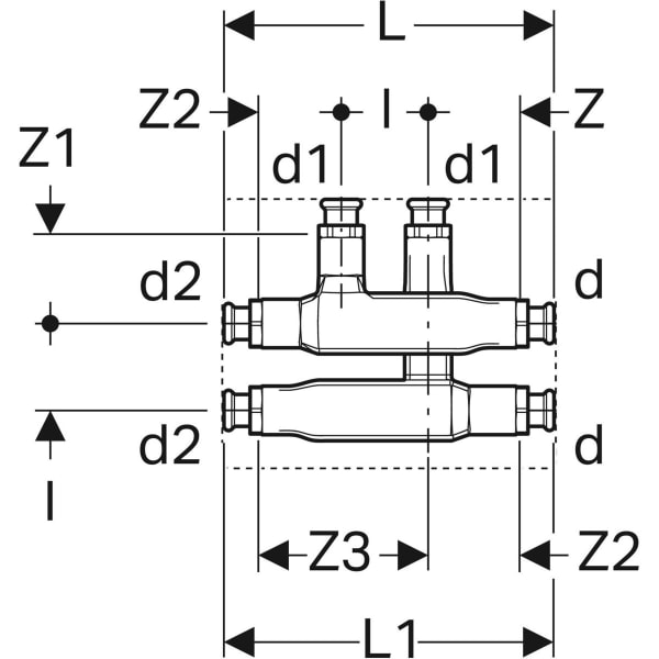 Keramag Geberit Mapress T-piece Crossing With Insulation Box