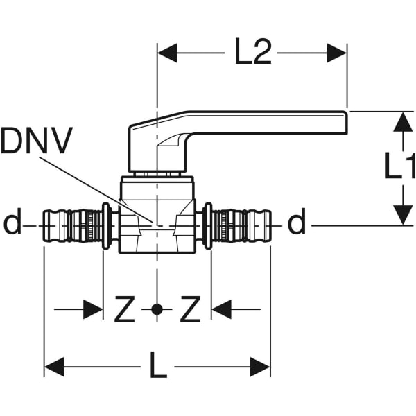 Keramag Geberit Mepla Ball Valve With Actuator Lever Rg/SiBr