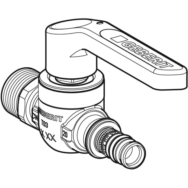 Keramag Geberit Mepla Ball Valve With Male Thread And Actuator Lever
