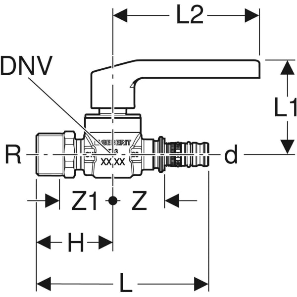 Keramag Geberit Mepla Ball Valve With Male Thread And Actuator Lever